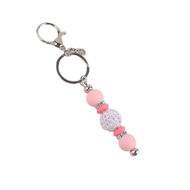 Wholesale bling beads silicone beads tassel keychain
